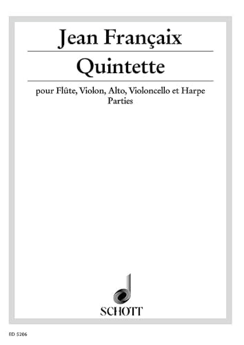 Quintet: for flute, string trio and harp. flute, violin, viola, cello and harp. Jeu de parties.