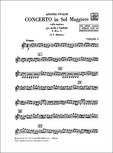 CONCERTI PER ARCHI E B.C.: IN SOL 'ALLA RUSTICA' ORCHESTRE-ENSEMBLE DE PARTITIONS