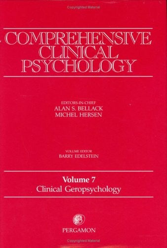 Comprehensive Clinical Psychology ( vol 7 ) Clinical Geropsychology