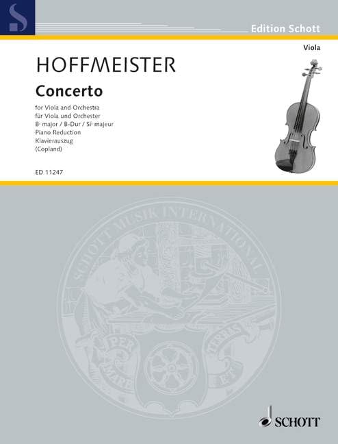 Concerto Si bémol majeur: pour Alto et Orchestre. viola and orchestra. Réduction pour piano avec partie soliste.