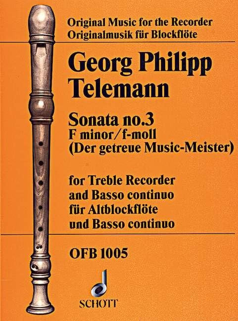 Sonata No. 3 F minor: aus "Der getreue Music-Meister". treble recorder and basso continuo; cello ad libitum.