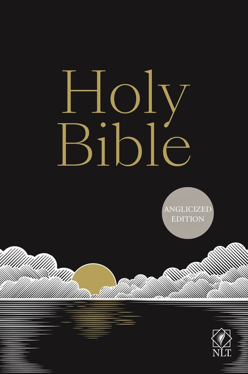 NLT Holy Bible, Black Hardback, Gold and Silver Foiled Sunset Illustration, British Text, NLT New Living Translation, Hardback, Standard size