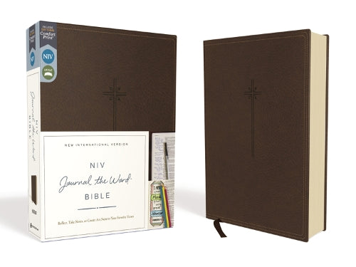 NIV, Journal the Word Bible (Perfect for Note-Taking), Leathersoft, Brown, Red Letter, Comfort Print