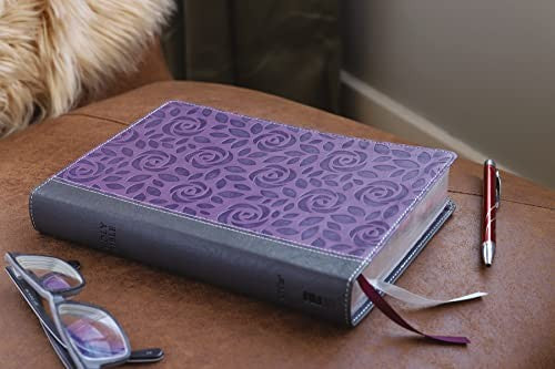 NIV, Thinline Bible, Giant Print, Leathersoft, Gray/Purple, Red Letter, Thumb Indexed, Comfort Print