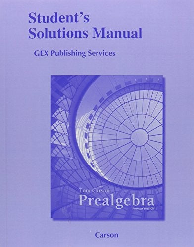 Student Solutions Manual for Prealgebra