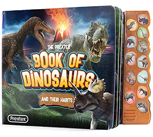 The Prextex Book of Dinosaurs and Their Habits Button Dinosaur Sound Book to Educate and Learn About Dinosaurs