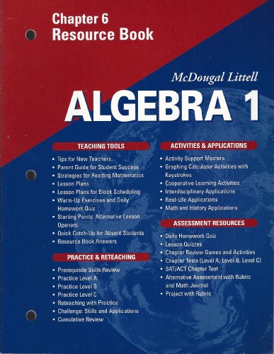 McDougal Littell High School Math: Chapter 6 Resource Book Algebra 1