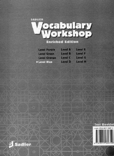 Vocabulary Workshop C Level Blue Test Booklet Form B Grade