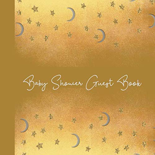 Baby Shower Guest Book Moon Gold Celestial Theme Welcome Baby Unisex Sign in Guestbook with predictions advice for parents wishes gift log address photo Memory Keepsake Pregnancy Gifts