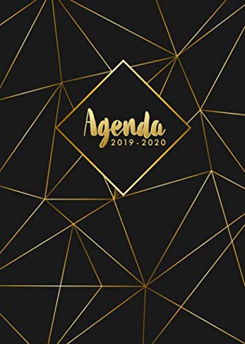 Agenda 2019/2020: Agenda mi-année de Juillet 2019 à Décembre 2020 | motif géométrique Or & Noir | 1 semaine sur 2 pages (French Edition)