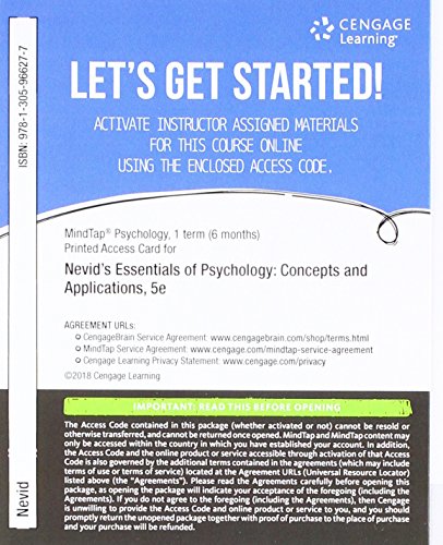Bundle: Essentials of Psychology: Concepts and Applications, Loose-Leaf Version, 5th + Mindtap Psychology, 1 Term (6 Months) Printed Access Card