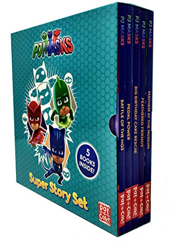 PJ Masks Super Story Collection 5 Books Box Set (Battle Of The HQ's, Feathered Friends, Big Birthday Cake Rescue, Mayhem at the Museum, Pedal Power)