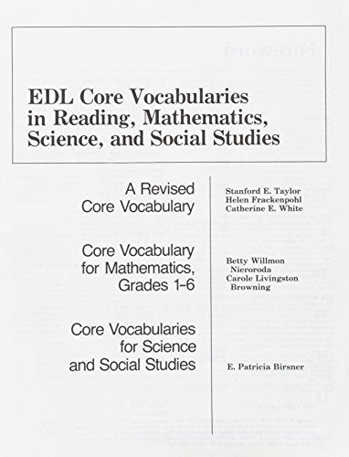 Steck-Vaughn Edl Core Vocabulary