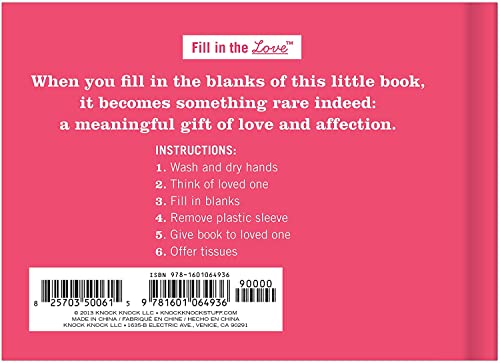 Knock Knock What I Love about You Book Fill in the Love Fill-in-the-Blank Book & Gift Journal