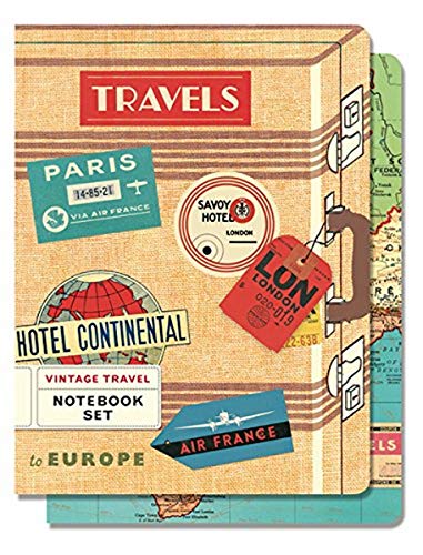 Cavallini Papers & Co Notebook Set Vintage Travel, 4-Inch by 5.5 -Inch, 96 pages 2 Notebooks