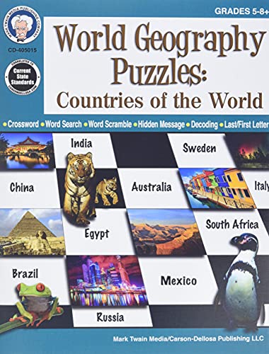 World Geography Puzzles: Countries of the World, Grades 5 - 12