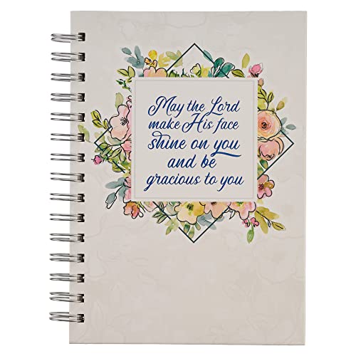 Christian Art Gifts Journal W/Scripture for Women the Lord Bless You and Keep You Numbers 6:24 Bible Verse Floral 192 Ruled Pages, Large Hardcover Notebook, Wire Bound
