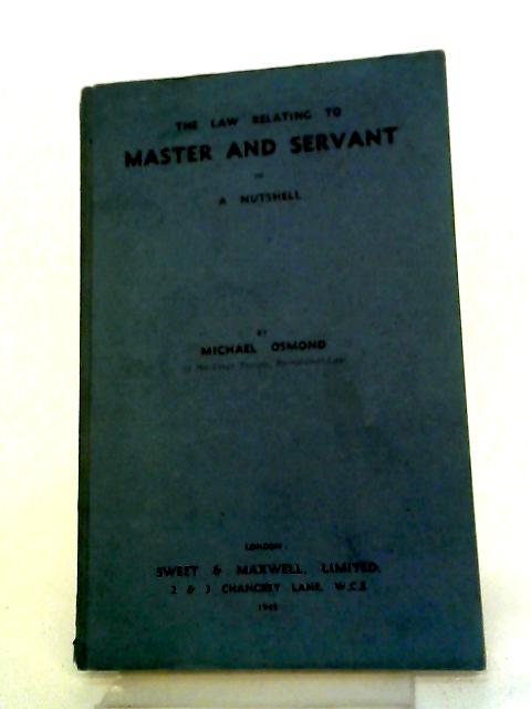 The Law Relating To Master And Servant In A Nutshell. Supplement (Nutshell Series)