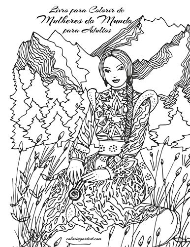 Livro para Colorir de Mulheres do Mundo para Adultos
