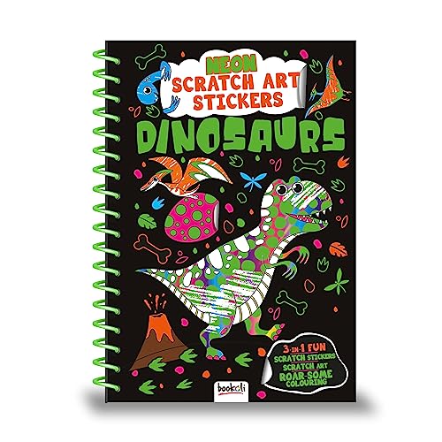 Neon Scratch Art Stickers Dinosaurs