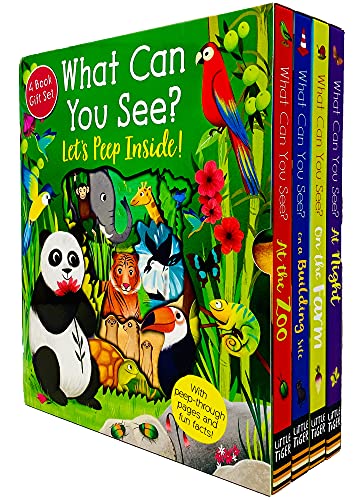 Peep Inside What Can You See? Series 4 Books Collection Box Set (At the Zoo, At Night, On the Farm & On a Building Site)