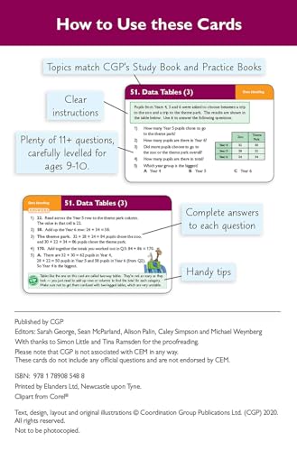 11+ CEM Revision Question Cards: Maths - Ages 9-10