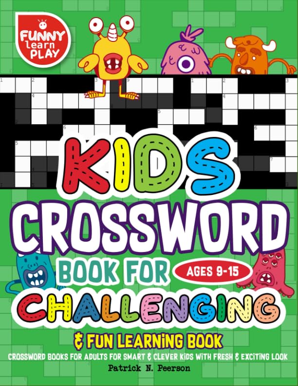 Kids Crossword Book for Age Challenging Fun Learning Book Crossword Books for Adults for Smart Clever Kids with Fresh Exciting Look Crossword Puzzles Books Large Print