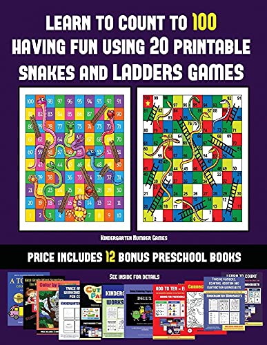 Kindergarten Number Games (Learn to count to 100 having fun using 20 printable snakes and ladders games)