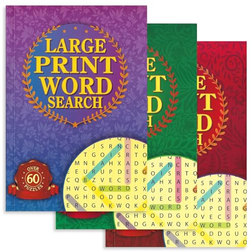 WF Graham Pack of 3 A5 Large Print Word Search Books for Adults | Adult Activity Book with over 60 Fun and Challenging Wordsearch Puzzles Per Book | Gift for Elderly or Partially Sighted People