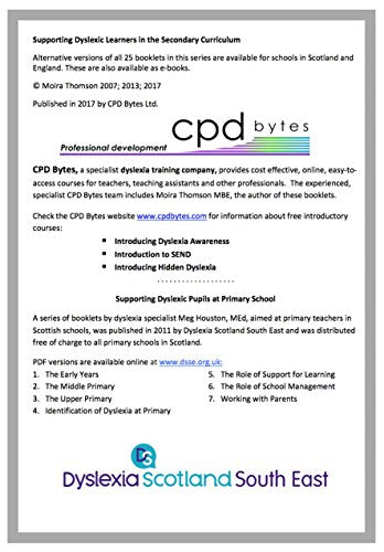 1.6 Dyslexia: ICT Support in the Secondary Curriculum