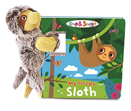 Snap & Snuggle Book & Toy Gift Set - "My Sleepy Sloth" | Slap-band snap on plush toy