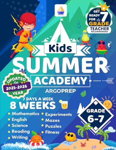 Kids Summer Academy by ArgoPrep Grades Weeks of Math Reading Science Logic Fitness and Yoga Online Access Included Prevent Summer Learning Loss