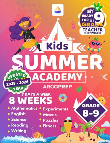Kids Summer Academy by ArgoPrep Grades Weeks of Math Reading Science Writing Logic Fitness and Yoga Online Access Included Prevent Summer Learning Loss