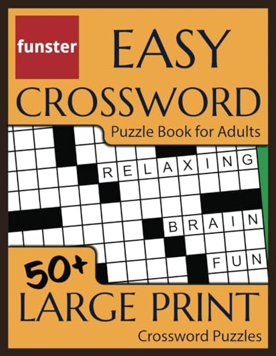 Funster Easy Crossword Puzzle Book for Adults - 50+ Large Print Crossword Puzzles: Fun for all, including seniors!