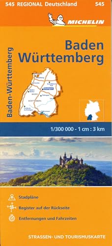 Michelin Regionalkarte Baden-Württemberg 1 : 300 000: Stadtpläne: Stuttgart, Karlsruhe, Mannheim, Freiburg im Breisgau. Register. Entfernungen und Fahrzeiten