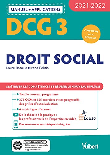 DCG 3 - Droit social : Manuel et Applications 2021-2022: Maîtriser les compétences et réussir le nouveau diplôme