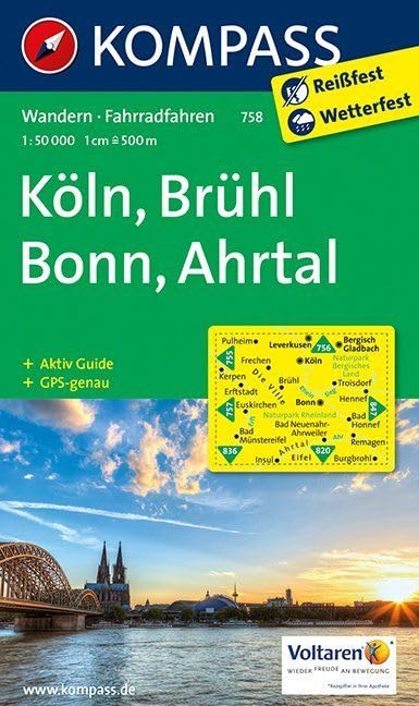 Köln, Brühl, Bonn, Ahrtal 758 GPS wp kompass: Wandelkaart 1:50 000