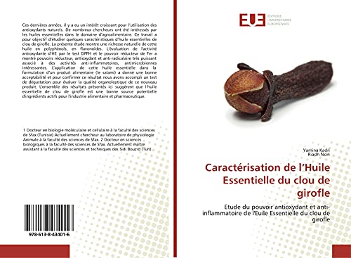 Caracterisation de l'Huile Essentielle du clou de girofle: Etude du pouvoir antioxydant et anti-inflammatoire de l'Euile Essentielle du clou de girofle