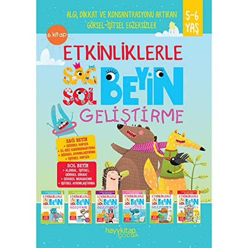 Etkinliklerle Sağ Beyin Sol Beyin Geliştirme - 6 Kitap Takım: Algı, Dikkat ve Konsantrasyon Artıran Görsel-İşitsel Egzersizler - 5-6 Yaş