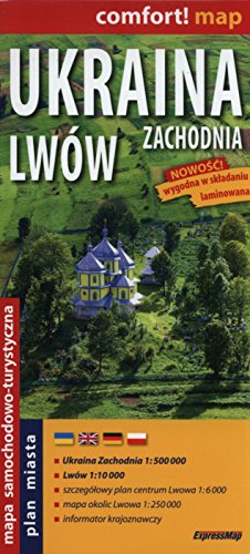 comfort! map Ukraina Zachodnia, Lwow. Laminowana mapa samochodowo-turystyczna 1:500 000