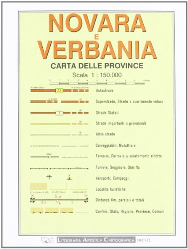 Novara and Verbania Provincial Road Map (1:150, 000)