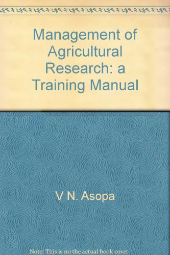 Management of Agricultural Research: a Training Manual