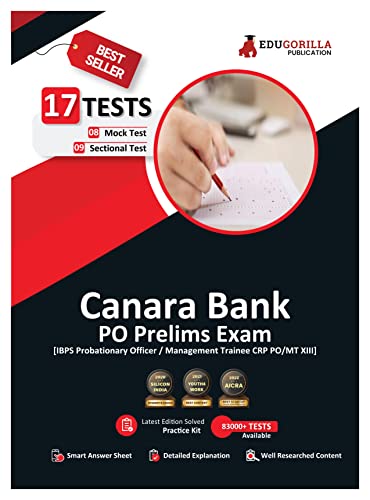 Canara Bank PO Prelims (IBPS CRP PO/MT XIII) Exam 2023 (English Edition) - 8 Mock Tests and 9 Sectional Tests (1100 Solved Questions) with Free Access to Online Tests