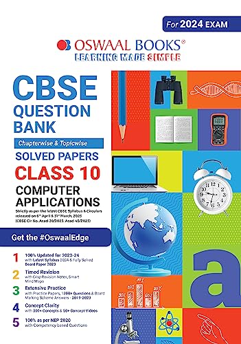 Oswaal CBSE Class 10 Computer Application Question Bank (2024 Exam)
