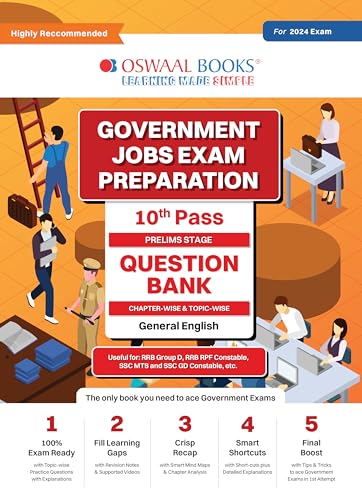 Oswaal Government Exams Question Bank 10th Pass General English for 2024 Exam
