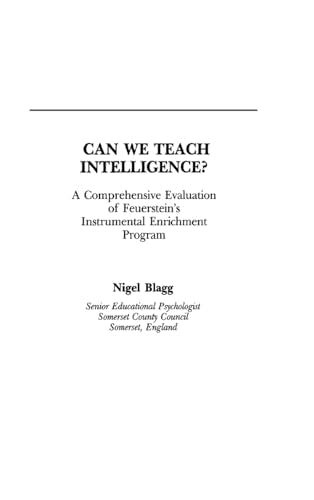 Can We Teach Intelligence?
