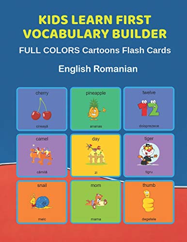 Kids Learn First Vocabulary Builder FULL COLORS Cartoons Flash Cards English Romanian