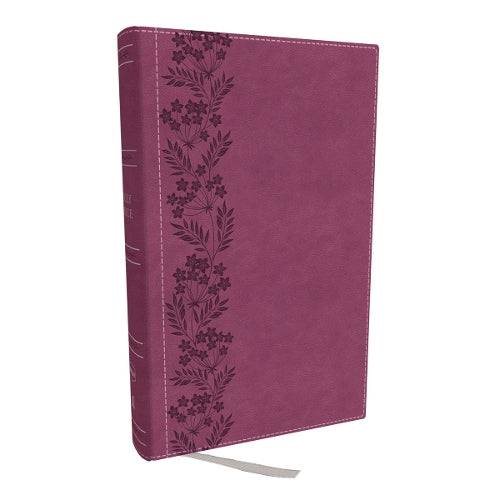 NKJV Personal Size Large Print Bible with 43,000 Cross References, Pink Leathersoft, Red Letter, Comfort Print