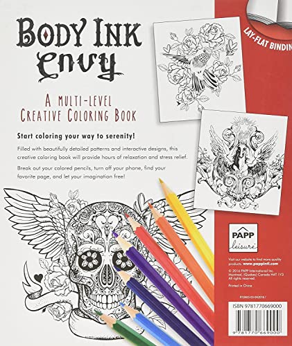 Body Ink Envy Tattoo Colouring Book for Adults Creative Stress Relief & Relaxation