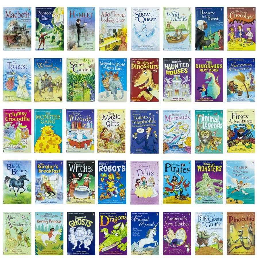 The Usborne Reading 40 Books Collection (Romeo And Juliet, Hamlet, Macbeth, Stories Of Haunted Houses, The Dinosaurs Next Door, The Monster Gang, Stories Of Wizards, The Magic Gifts & 32 More)